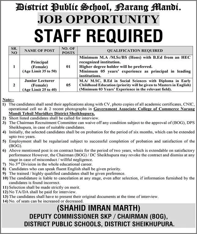 DPS Narang Mandi Jobs 2026